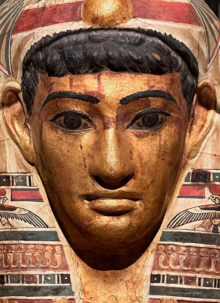 Gilded and polychromed mummy mask of a man