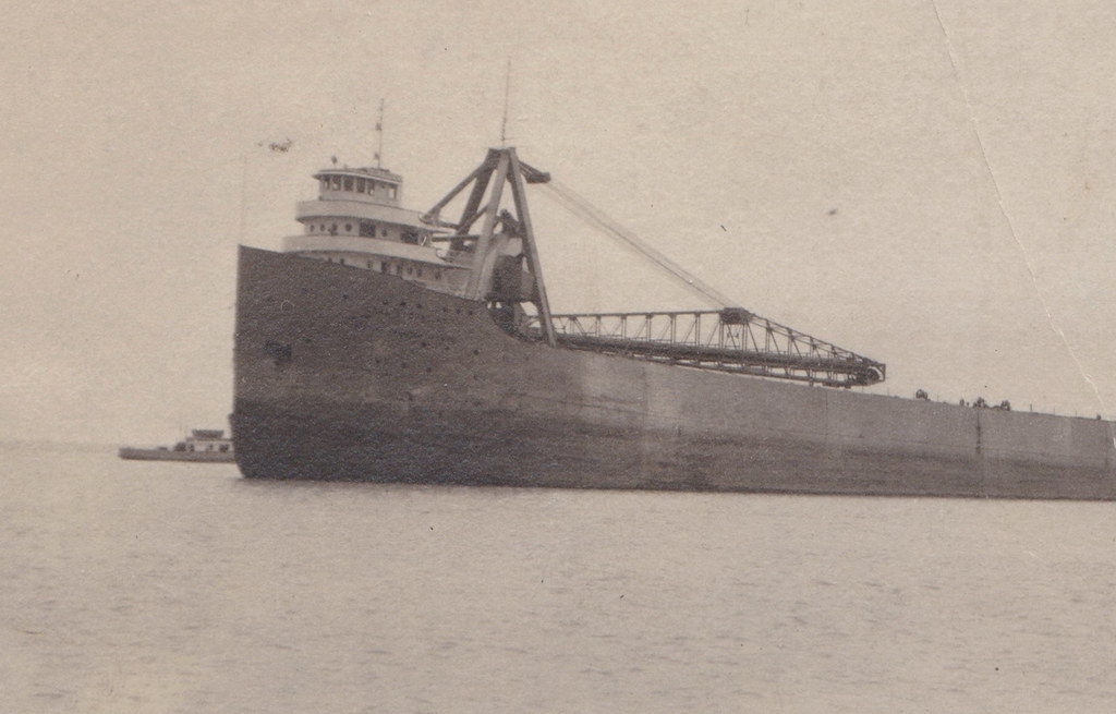 SHIP SS CARL D. BRADLEY & TUG RPPC 1920 FREIGHTER THE BRADLEY had SHIPWRECK DISASTER 1958 Lake Michigan 35 crew members, 33 died in the sinking and 23 were from the port town of Rogers City2