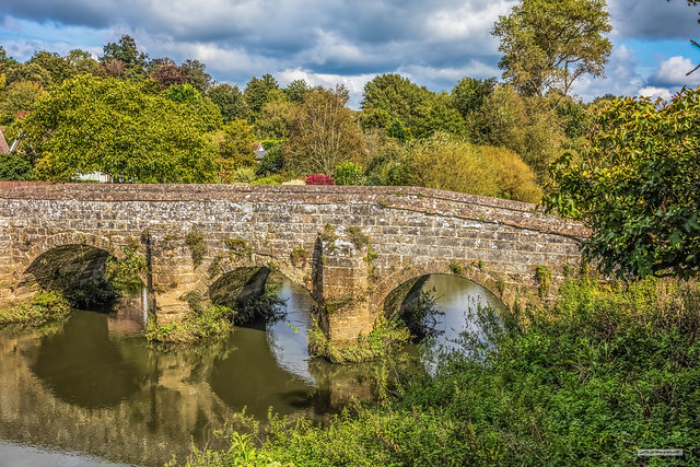 The Old Pulborough Bridge over the River Arun, Pulborough, West Sussex, England.