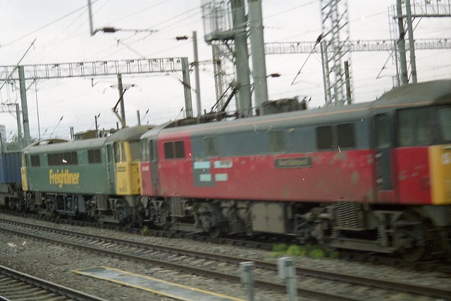 A view of Class 87's at Wembley Yard from the Sleeper