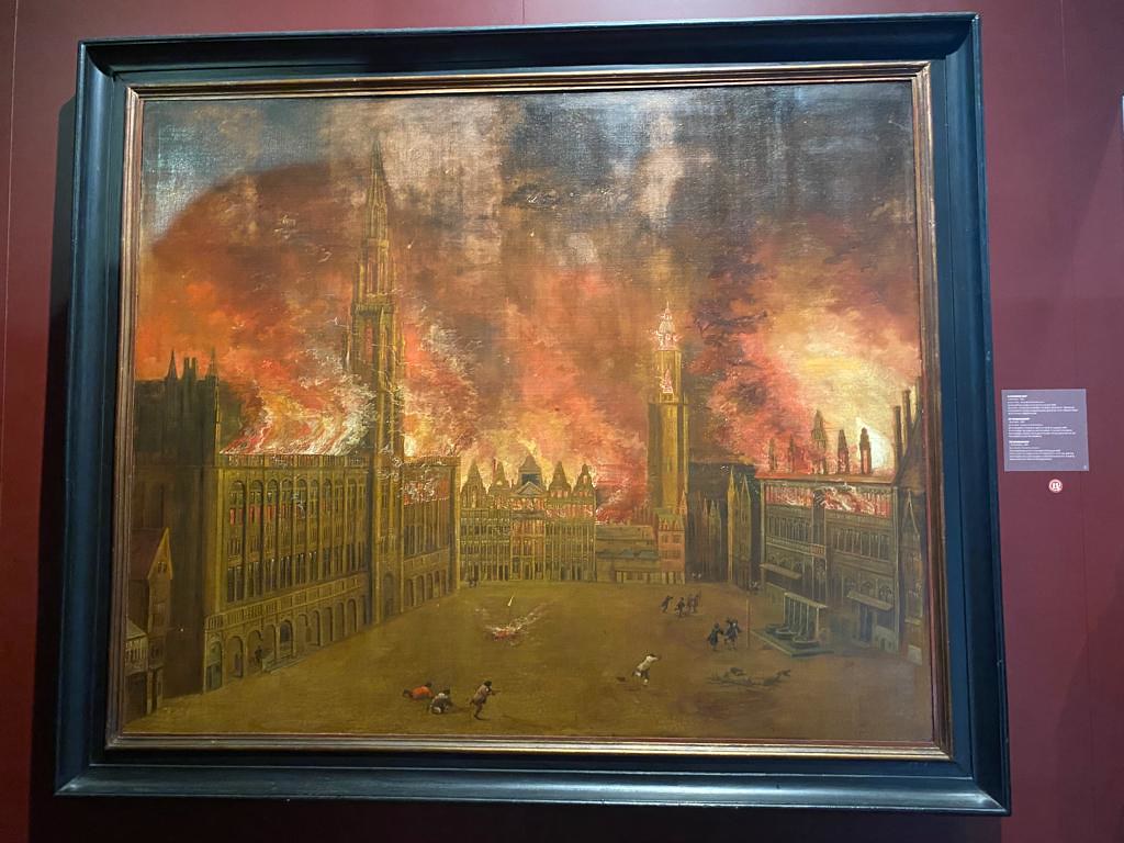 obra " El bombardeo" en el Museo de la ciudad de Bruselas