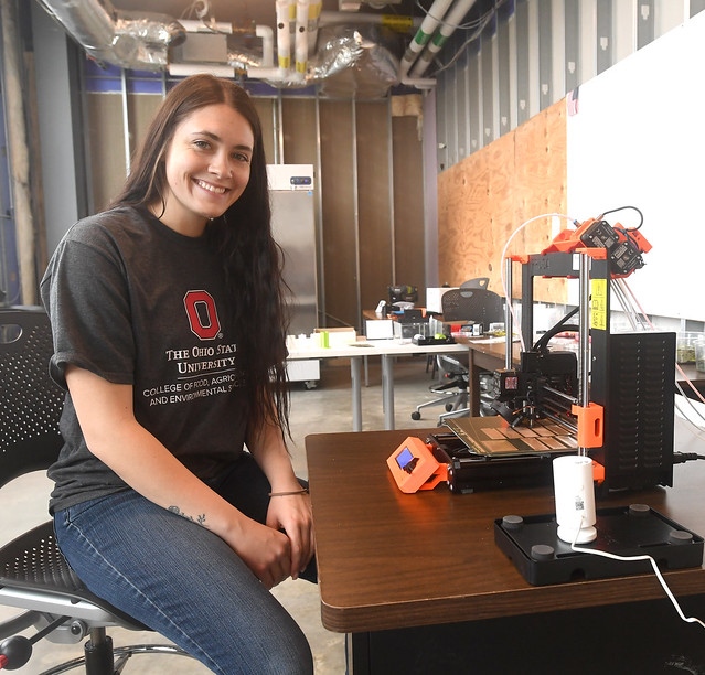 Olivia Lang, Master in Plant Health Management student, working with 3-D printing for OSU Extension tools.Spotted Lanternfly