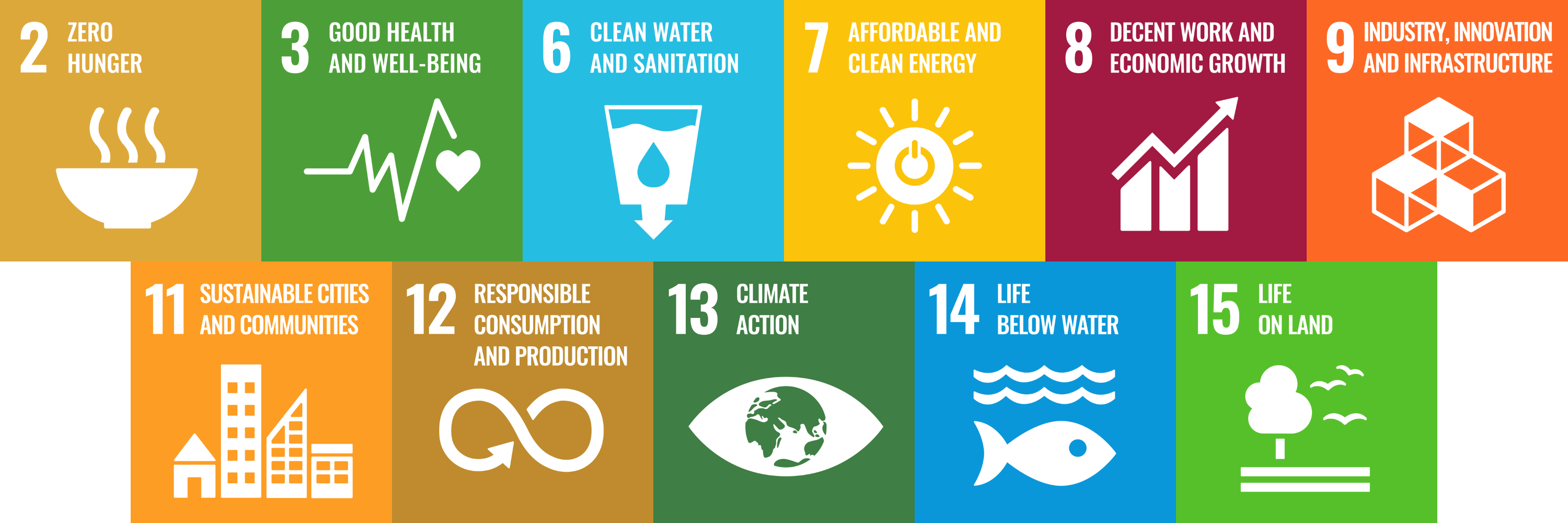Icons for each of the 11 UN Sustainable Development Goals covered by the STARS operations category