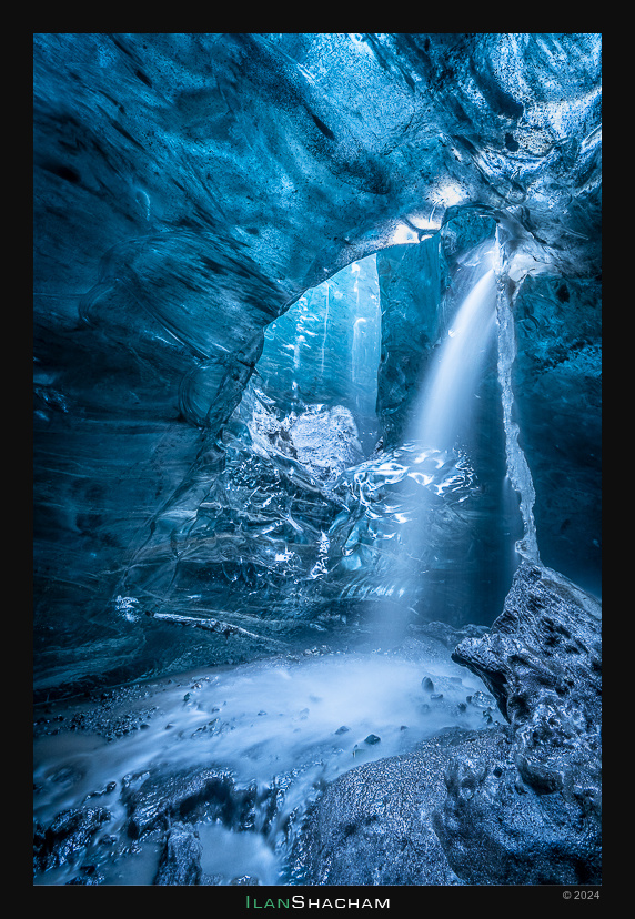 Ice cave waterfall