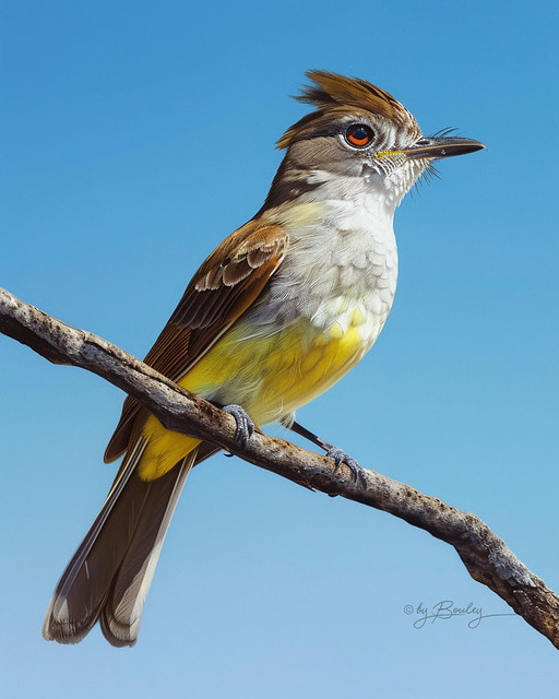 Brown-crested Flycatcher - Watercolor