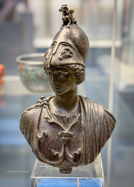Bronze bust of the goddess Minerva (Greek Athena)