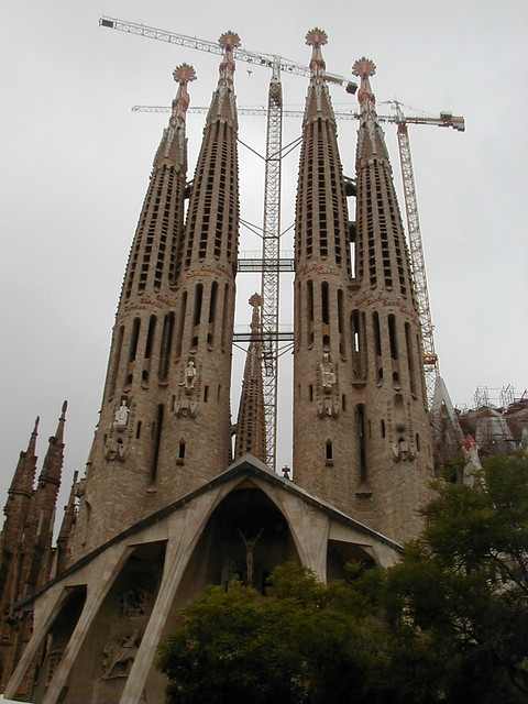 Construction Cranes at La Sagrada Familia - Summer 2000 - 1 Megapixel Camera