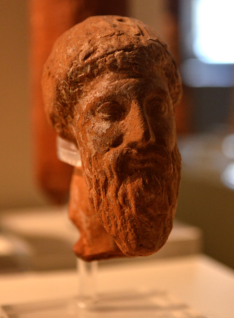 Miniature terracotta headed of a bearded man from Hermione