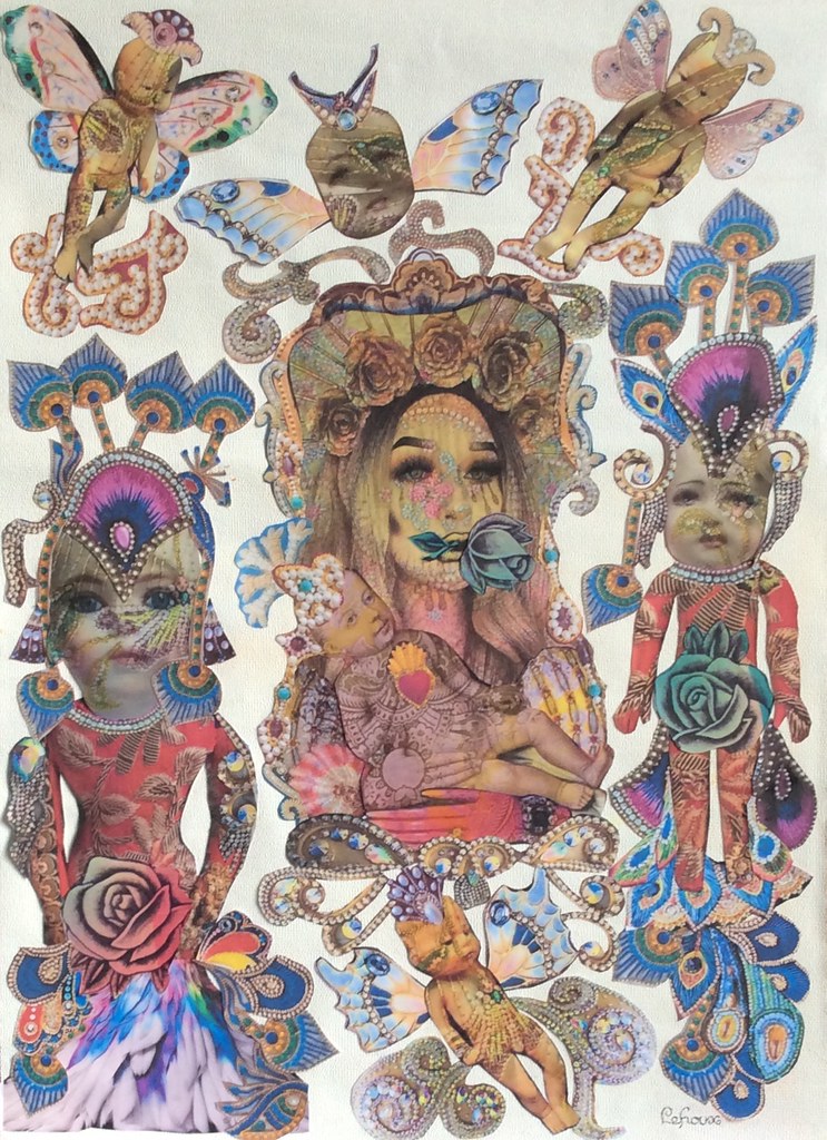 La madone aux déesses hindoues (collage) 53 x 73