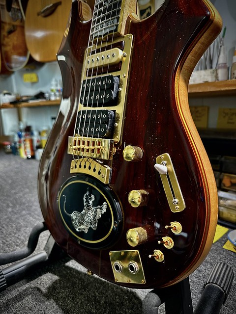 This guitar is an exact replica of Jerry Garcia's Tiger guitar built by Doug Irwin in 1970. I'm restoring the electronics and then a full set up.    neelyguitars.com