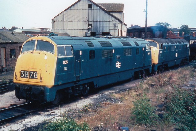 BR Class 42 Warship diesel-hydraulics 805 BENBOW & 832 ONSLAUGHT at Taunton.