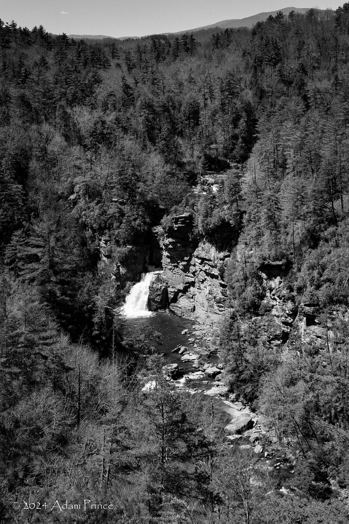 Linville Falls from Erwins View (Black and White)