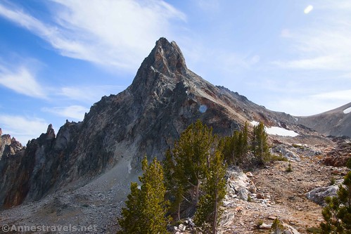 Thompson Peak from the top of the saddle - it still looks impossible to climb without climbing gear!  Sawtooth National Recreation Area, Idaho