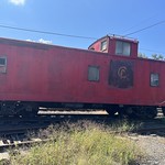 Missouri Pacific Railroad Caboose No. 13456 Missouri Pacific No. 13456 red caboose at the Riverhead Railway Museum of New York in August 2023