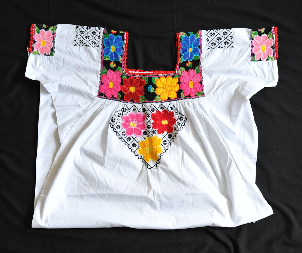 Campeche Mexico Maya Blouse Blusa Embroidery Clothing