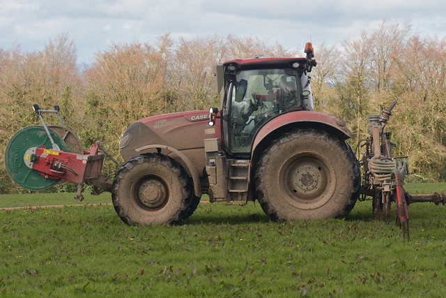 Case IH Puma 165 Tractor with a Slurrykat Dribble Bar Umbilical Spreading System & Hose Reel