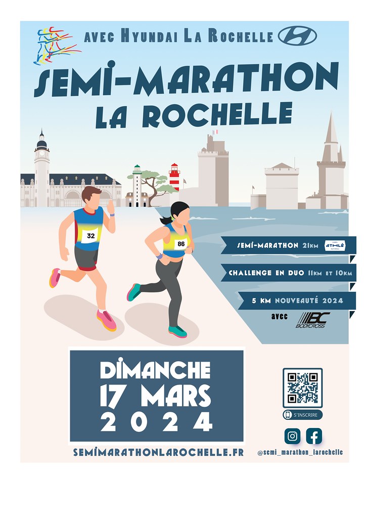 5em competition 2024, Semi marathon de La Rochelle, 17 mars 2024, 1h43,47 854/2940 8em categorie