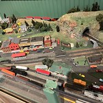 N Scale model train layout at the Railroad Museum of Long Island in Riverhead, New York. 