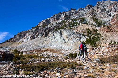 Hiking above Thompson Lake (Williams Peak is in the background of this photo), Sawtooth National Recreation Area, Idaho