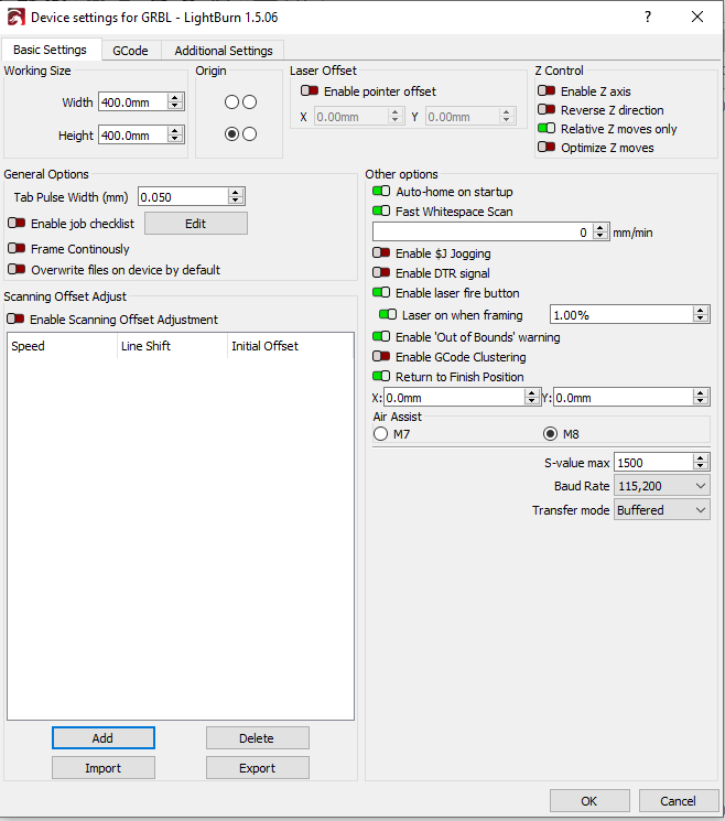 Working with Lightburn 1.5.06 full license
