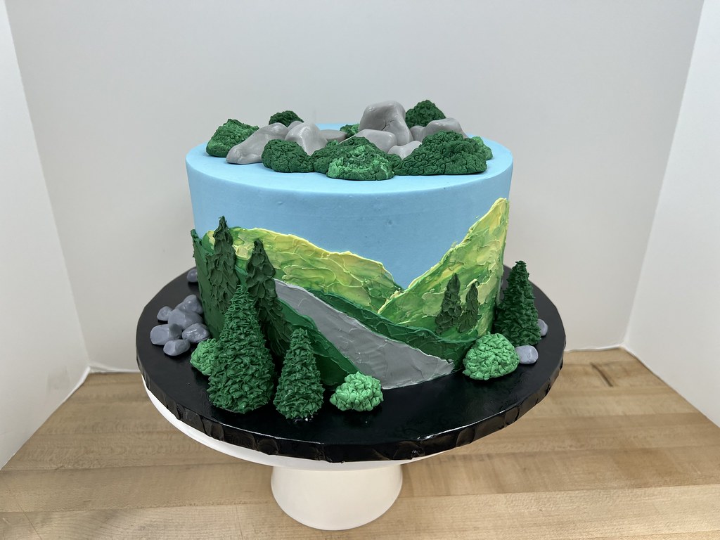 Mountains and trees cake