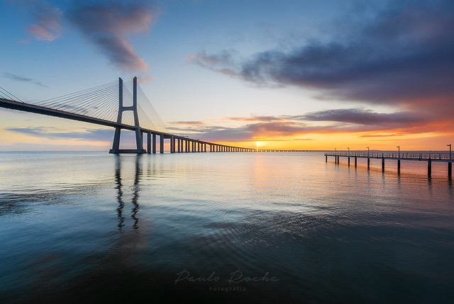 Vasco da Gama bridge at sunrise