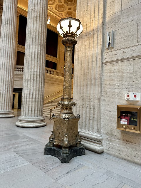 Lamppost. Union Station. Chicago, Illinois. Built in 1925 using the Beaux Arts Style.