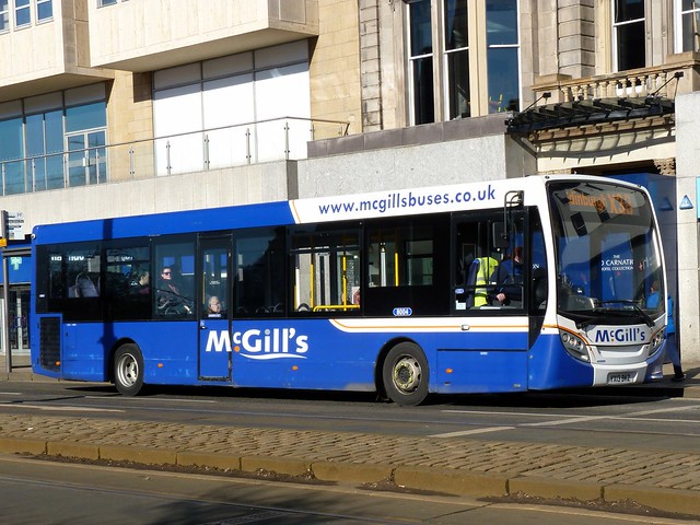 McGill's Midland Bluebird AD E20D Alexander Dennis Enviro 200 YX13BKZ 8004 operating service X38 to Edinburgh at Princes Street, Edinburgh, on 4 March 2024.