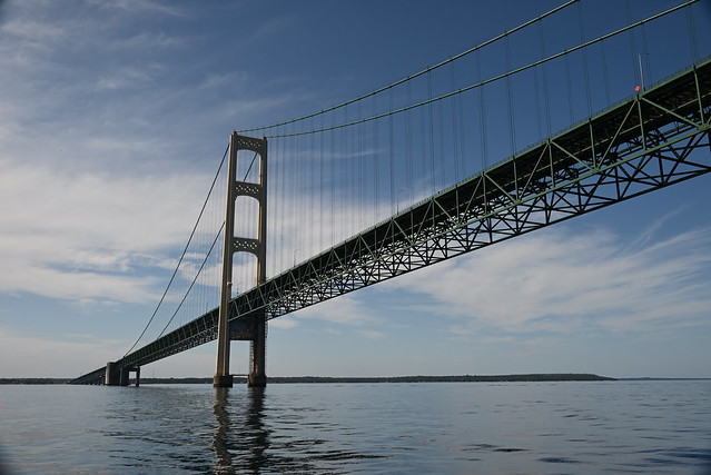 The Mackinac Bridge as seen from the water