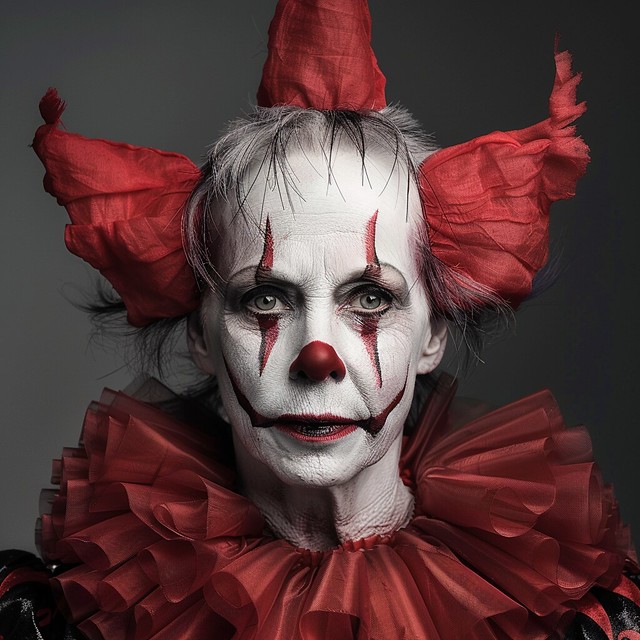 Jamie Lee... cosplay clown for her role in Helloween