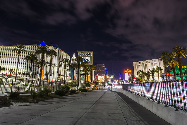Long exposure of the automotive lights on the strip - Las Vegas, Nevada