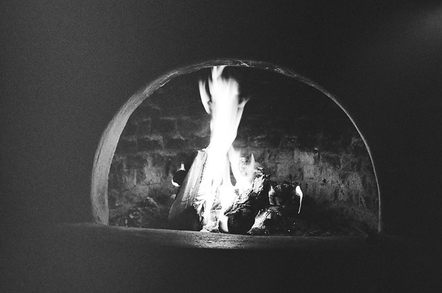 The fireplace in Taos.