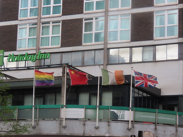 Holiday Inn Birmingham City Centre flags in Storm Kathleen
