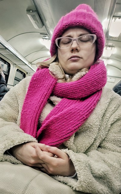 Girl with pink glasses