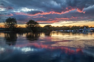 River Trent Pink Clouds Reflection