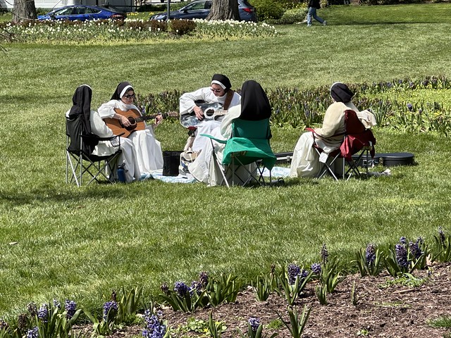FMS Photo A Day April 7, 2024 - Something White - Nuns in the Park - Sherwood Gardens at Stratford Green in Baltimore Maryland