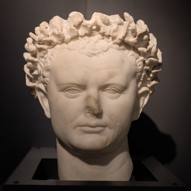 Roman marble portrait of Titus wearing corona, 1