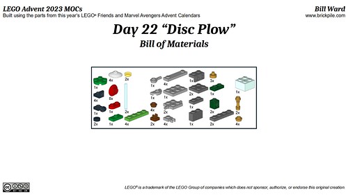 Disc Plow MOC Parts (LEGO Advent 2023 Day 22)