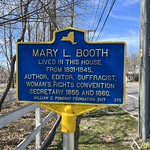 Mary L Booth house historical marker in Yaphank, NY The Girlhood Home of Mary Louise Booth, in Yaphank, New York, which was recently added to the National Register of Historic Places.