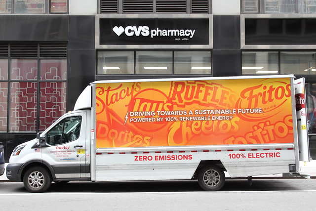 Driving towards a sustainable future, Frito-Lay delivery truck, West 37th St., Manhattan
