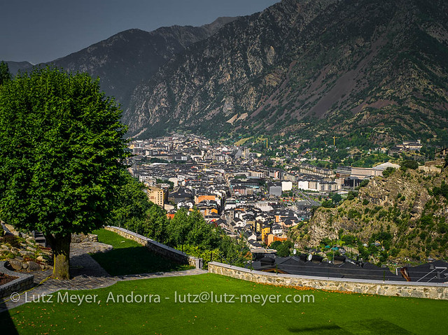 Andorra from top: Escaldes, Andorra city, the center, Andorra, Pyrenees
