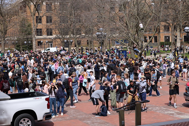 Solar Eclipse Watching on the Diag & the Law Quad (University of Michigan, Ann Arbor) - April 8th, 2024