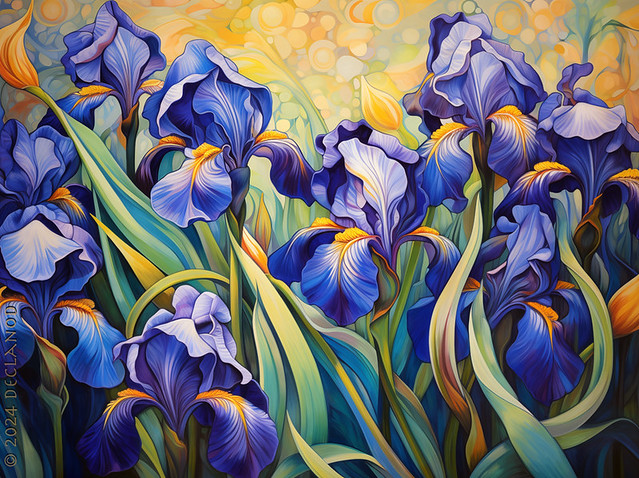 Irises in Blue and Yellow