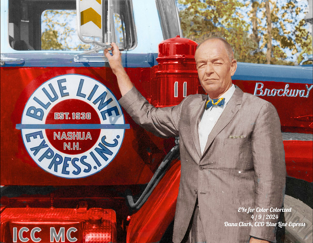 Blue Line Express, Inc., Brockway N258TL, close up of Dana Clark Colorized