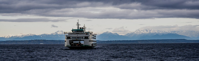 The Bainbridge Island Ferry, arriving at Seattle