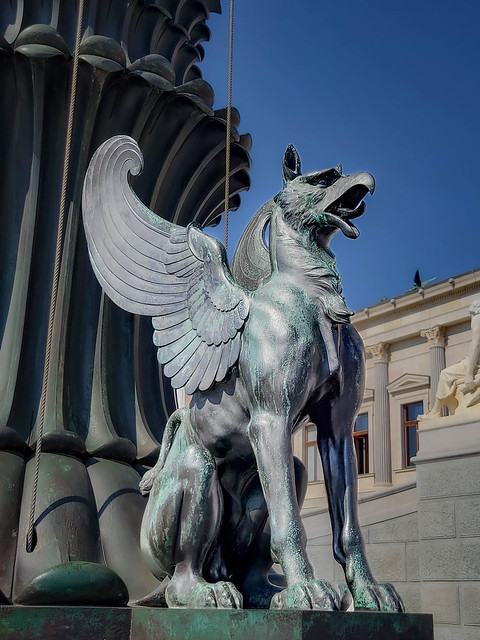 Griffin, Sculptural Group, Flagpole, Austrian Parliament, Vienna