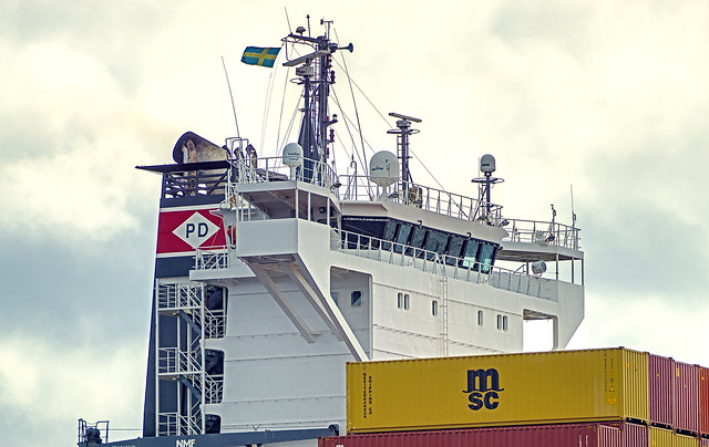 The container ship Valdivia arriving in Gävle, Sweden