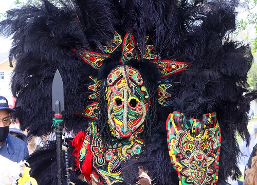 Big Chief Victor Harris at downtown Super Sunday - April 7, 2024. Photo by Demian Roberts.