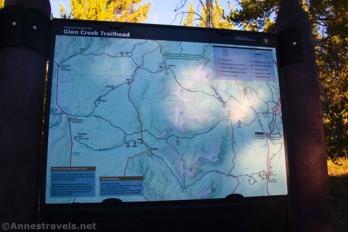 Map at the Glen Creek Trailhead, Yellowstone National Park, Wyoming