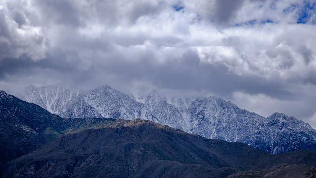 Snowy mountains from Morongo Valley